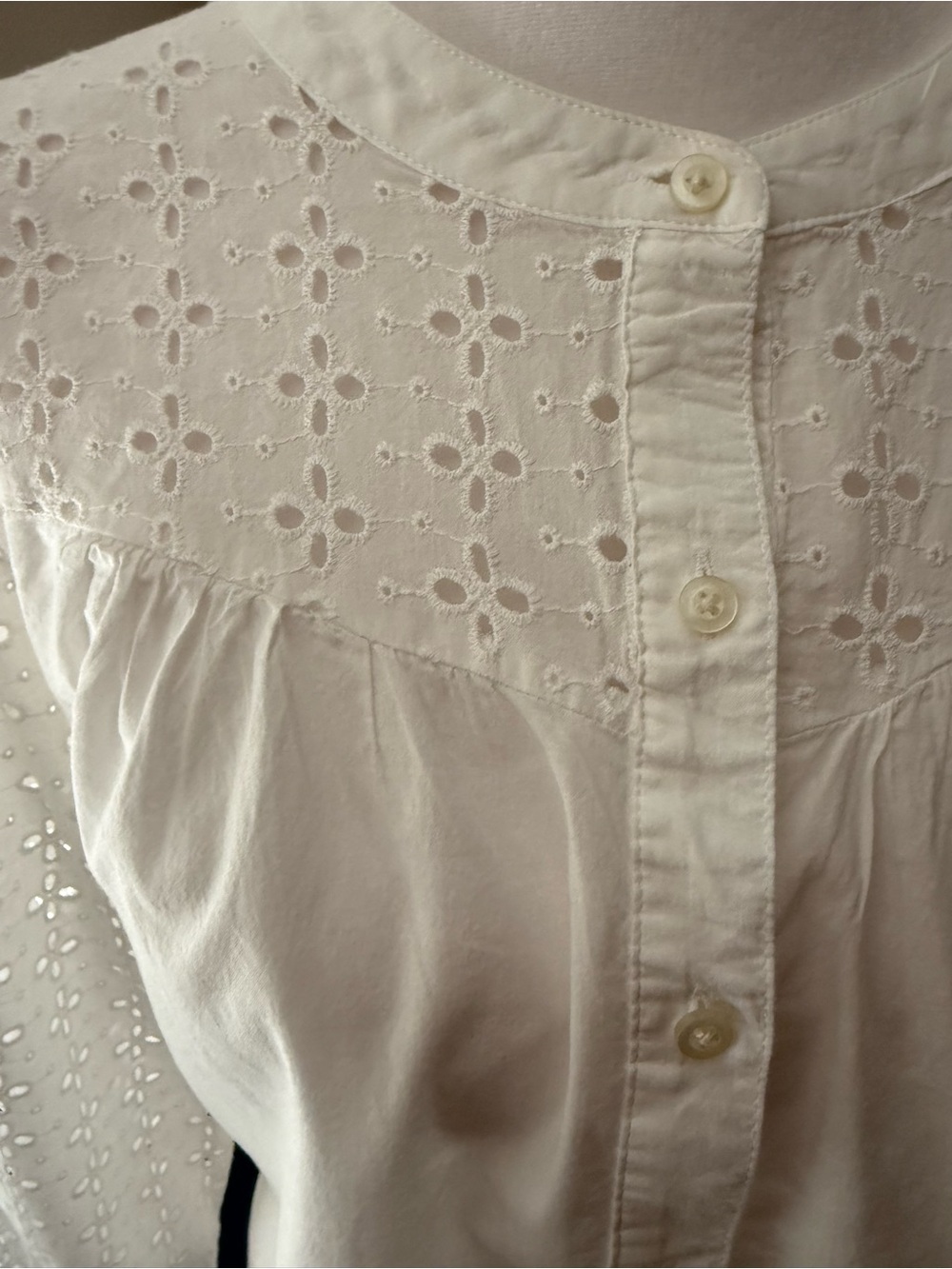 J Crew White Eyelet Button-Front Blouse - Picture 2 of 7